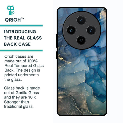 Blue Cool Marble Glass Case for Vivo X100 5G