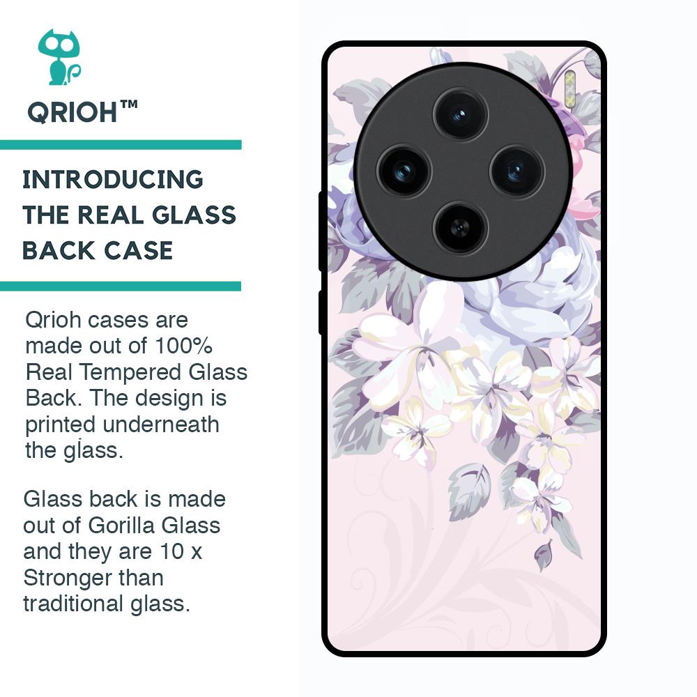 Elegant Floral Glass Case for Vivo X100 5G