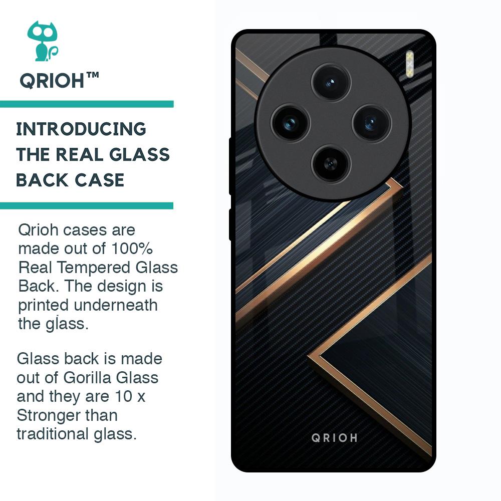 Sleek Golden & Navy Glass Case for Vivo X100 5G