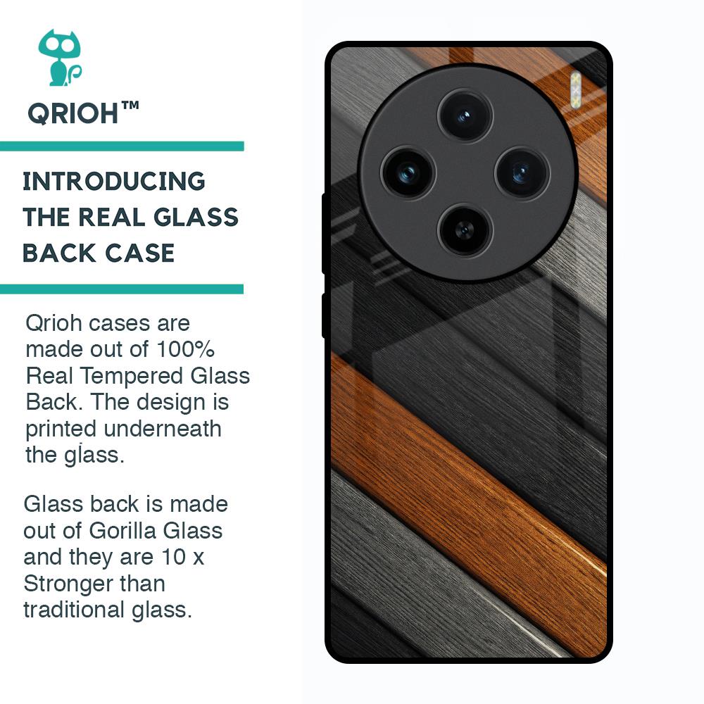 Tri Color Wood Glass Case for Vivo X100 5G