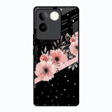 Floral Black Band Vivo T2 Pro 5G Glass Back Cover Online