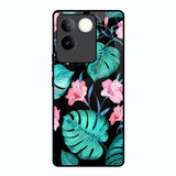 Tropical Leaves & Pink Flowers Vivo T2 Pro 5G Glass Back Cover Online