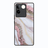 Pink & Gold Gllitter Marble Vivo T2 Pro 5G Glass Back Cover Online