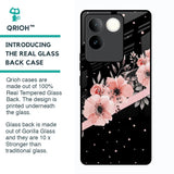 Floral Black Band Glass Case For Vivo T2 Pro 5G