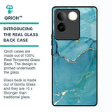 Blue Golden Glitter Glass Case for Vivo T2 Pro 5G