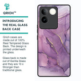 Purple Gold Marble Glass Case for Vivo T2 Pro 5G