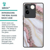 Pink & Gold Gllitter Marble Glass Case for Vivo T2 Pro 5G