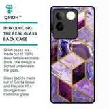 Purple Rhombus Marble Glass Case for Vivo T2 Pro 5G