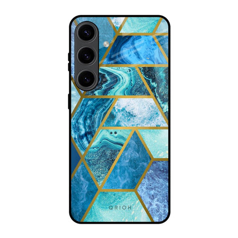 Turquoise Geometrical Marble Samsung Galaxy S24 5G Glass Back Cover Online