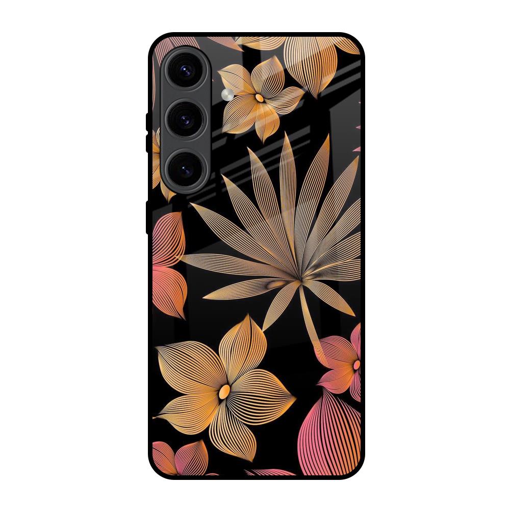 Lines Pattern Flowers Samsung Galaxy S24 5G Glass Back Cover Online