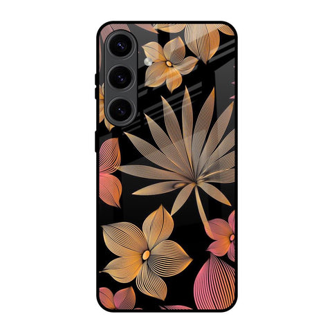 Lines Pattern Flowers Samsung Galaxy S24 5G Glass Back Cover Online