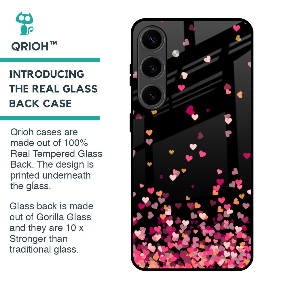 Heart Rain Fall Glass Case For Samsung Galaxy S24 5G