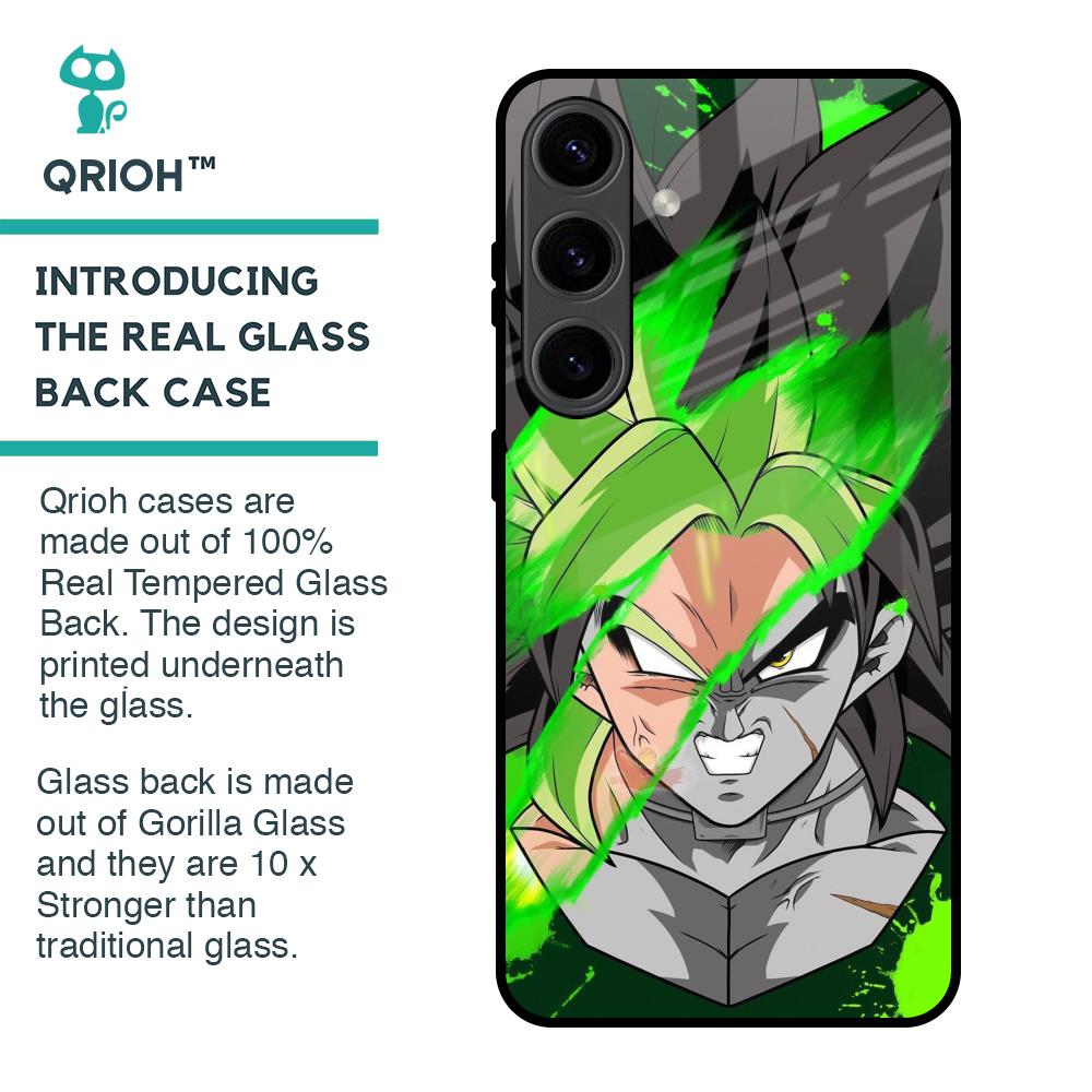 Anime Green Splash Glass Case for Samsung Galaxy S24 5G