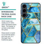 Turquoise Geometrical Marble Glass Case for Samsung Galaxy S24 5G