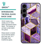 Purple Rhombus Marble Glass Case for Samsung Galaxy S24 5G