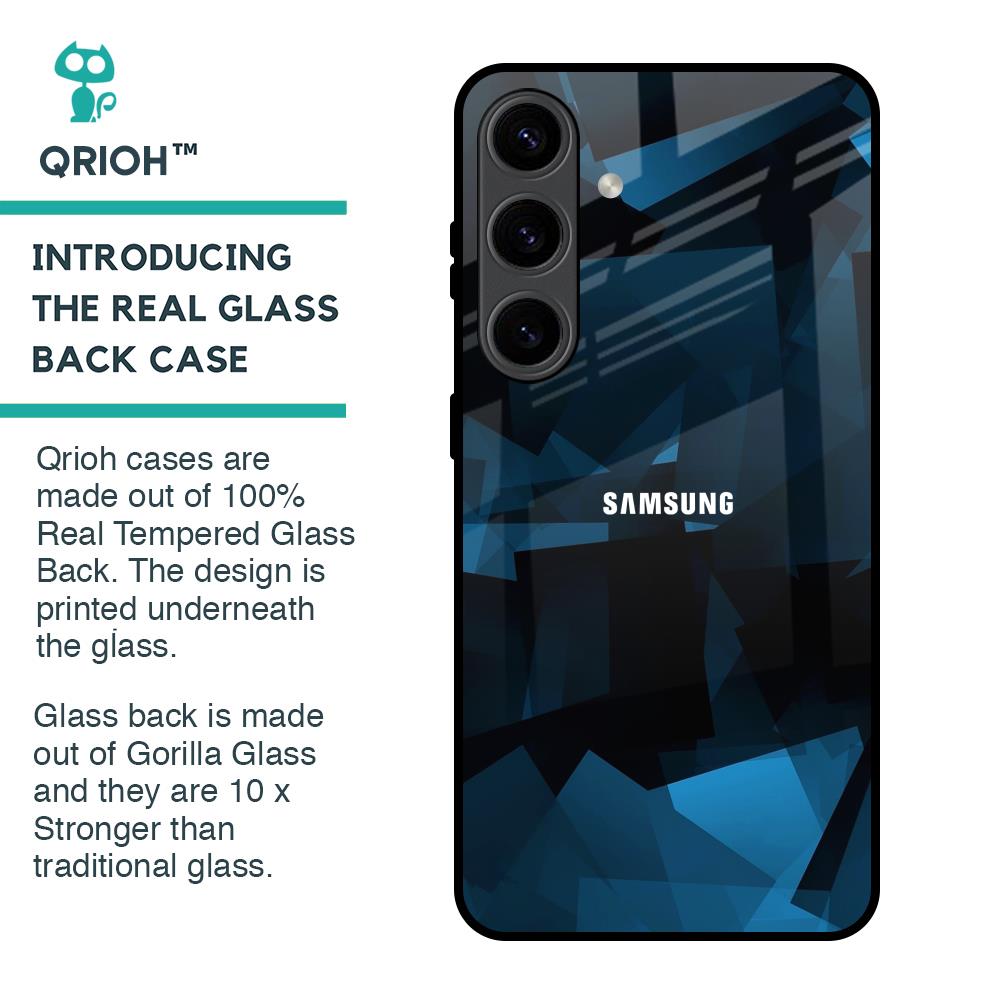 Polygonal Blue Box Glass Case For Samsung Galaxy S24 5G