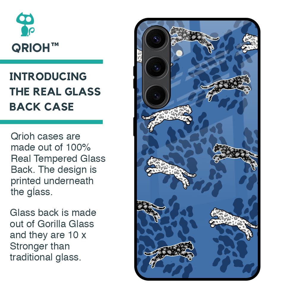Blue Cheetah Glass Case for Samsung Galaxy S24 Plus 5G