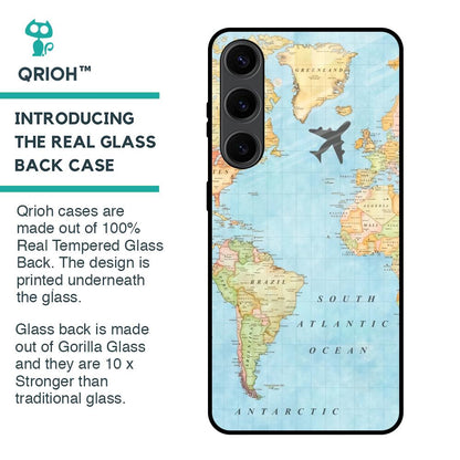 Travel Map Glass Case for Samsung Galaxy S24 Plus 5G