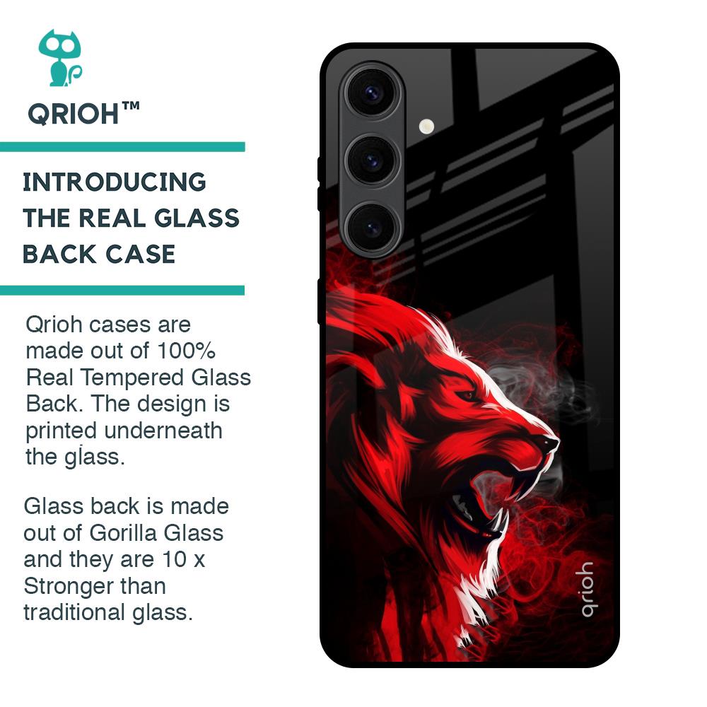 Red Angry Lion Glass Case for Samsung Galaxy S24 Plus 5G