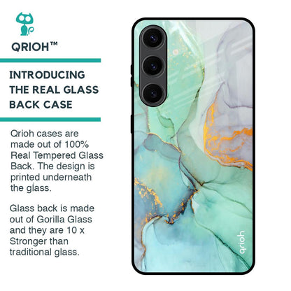 Green Marble Glass Case for Samsung Galaxy S24 Plus 5G