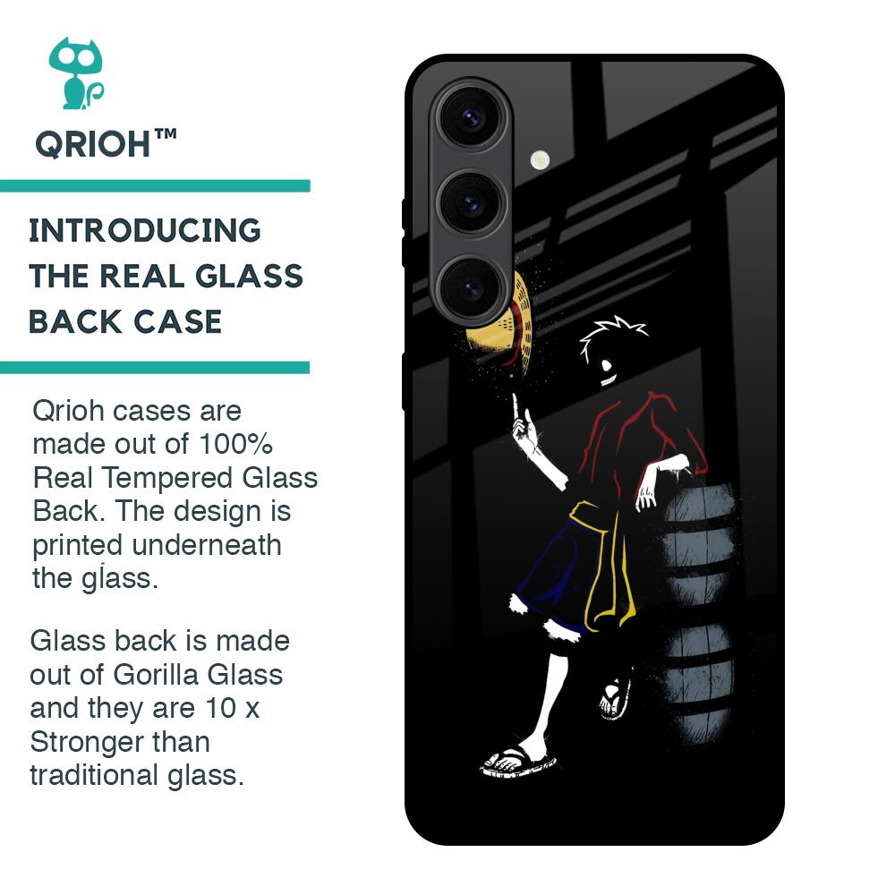 Luffy Line Art Glass Case for Samsung Galaxy S24 Plus 5G