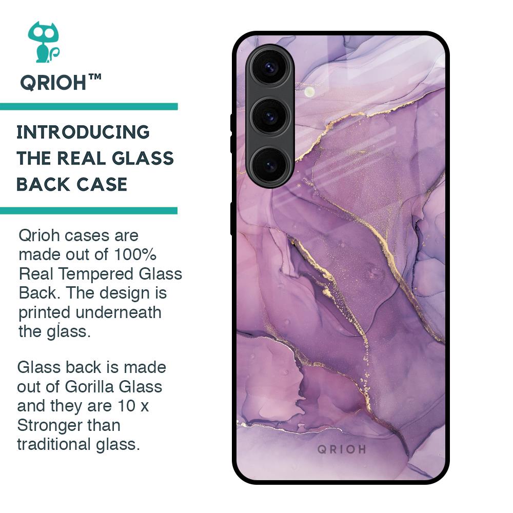 Purple Gold Marble Glass Case for Samsung Galaxy S24 Plus 5G