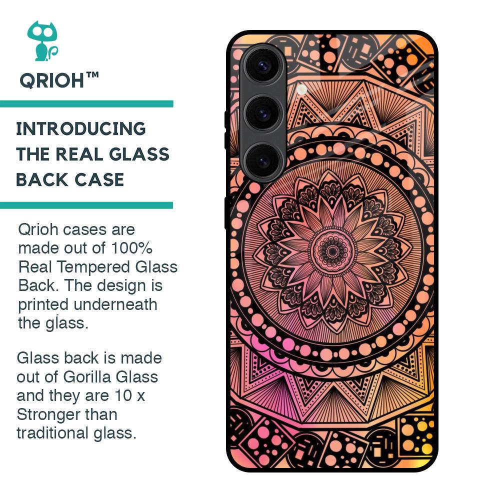 Floral Mandala Glass Case for Samsung Galaxy S24 Plus 5G