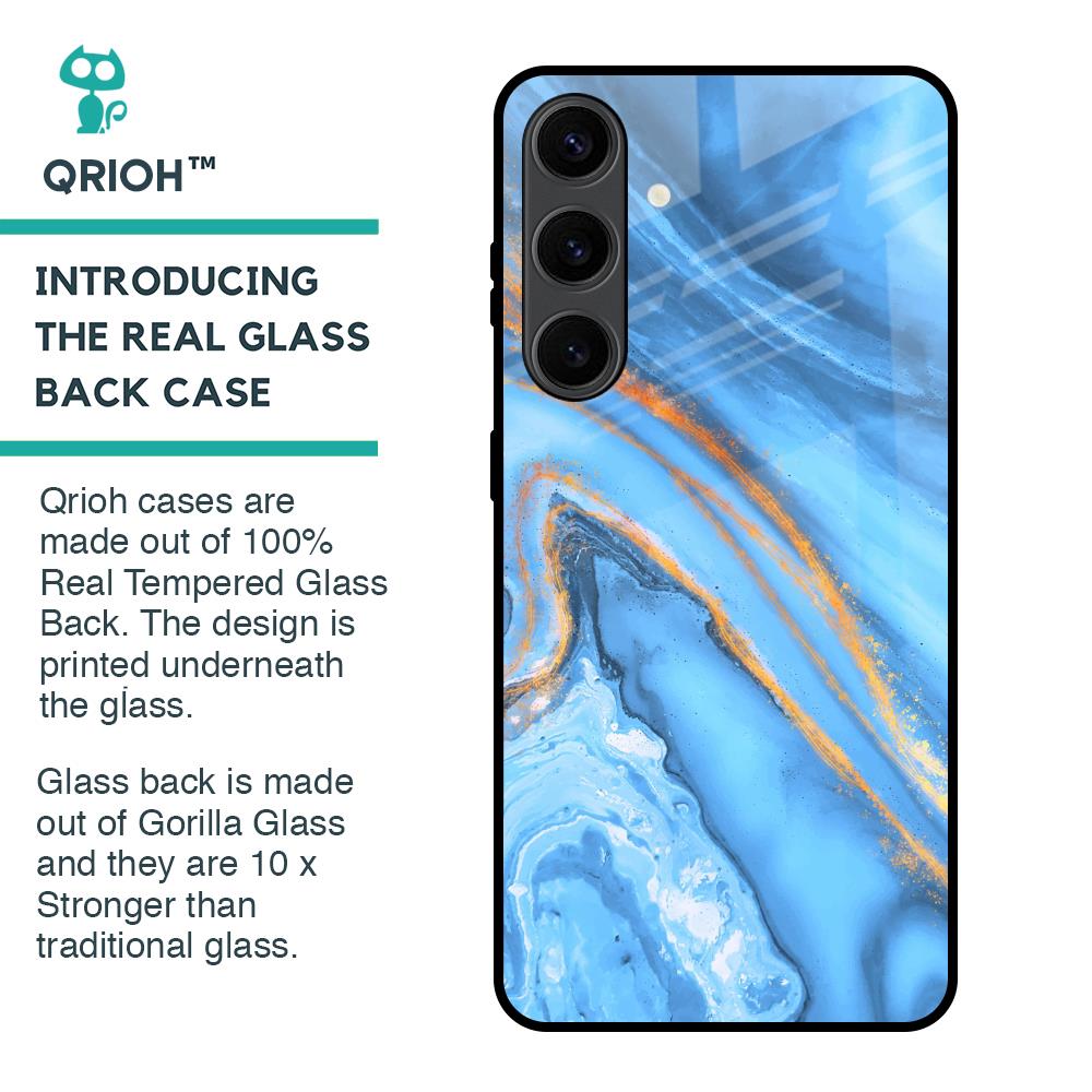 Vibrant Blue Marble Glass Case for Samsung Galaxy S24 Plus 5G