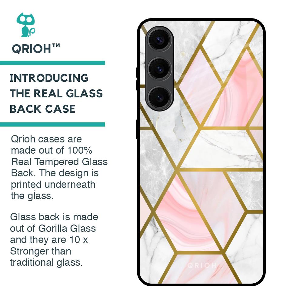 Geometrical Marble Glass Case for Samsung Galaxy S24 Plus 5G