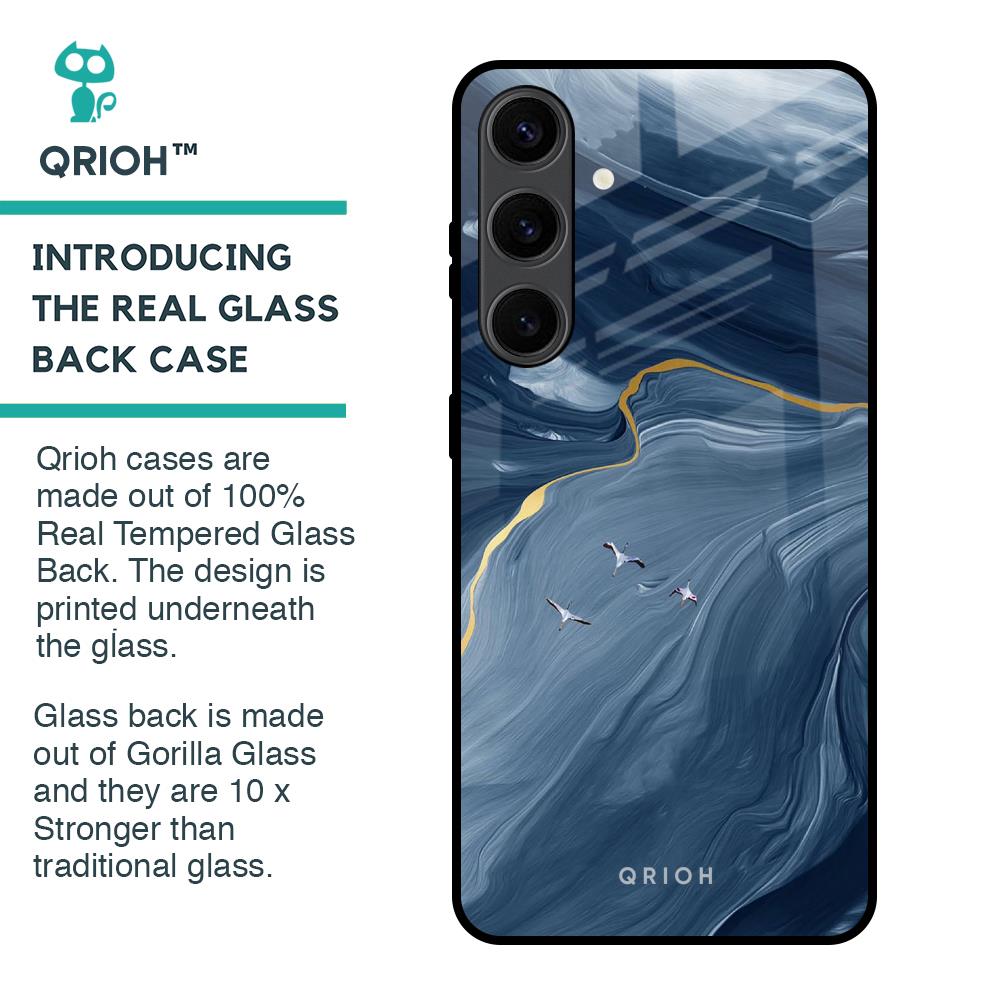 Deep Ocean Marble Glass Case for Samsung Galaxy S24 Plus 5G