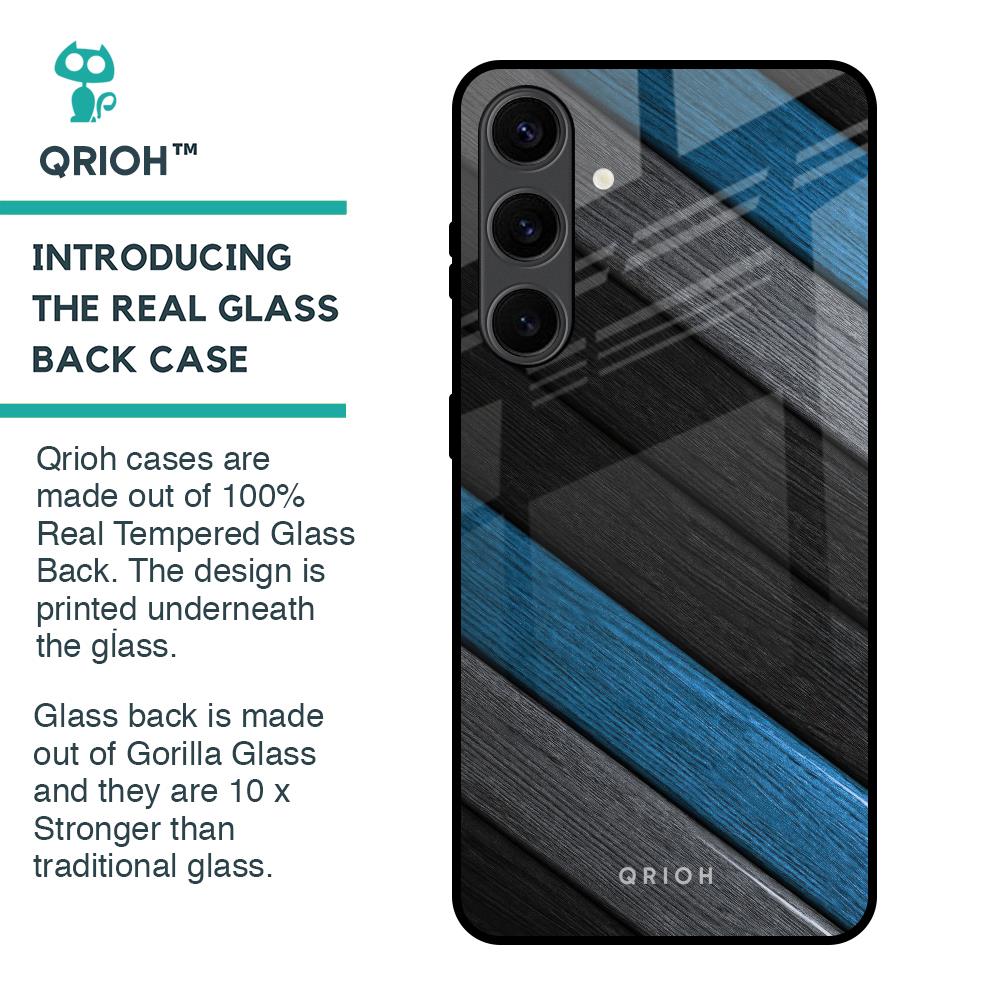Multicolor Wooden Effect Glass Case for Samsung Galaxy S24 Plus 5G