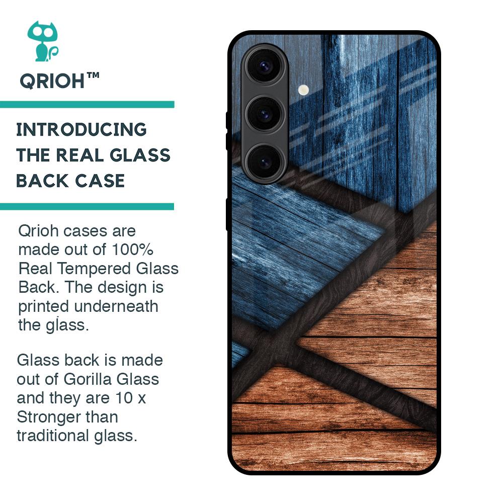 Wooden Tiles Glass Case for Samsung Galaxy S24 Plus 5G