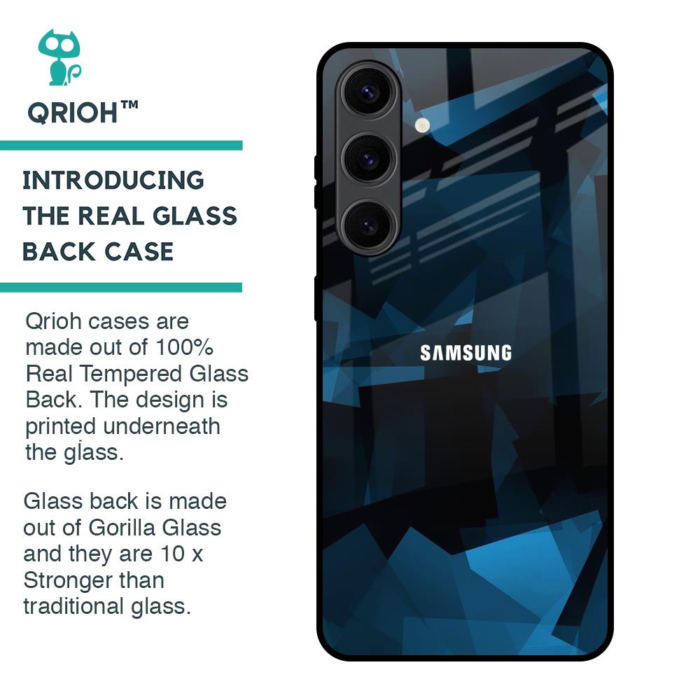 Polygonal Blue Box Glass Case For Samsung Galaxy S24 Plus 5G