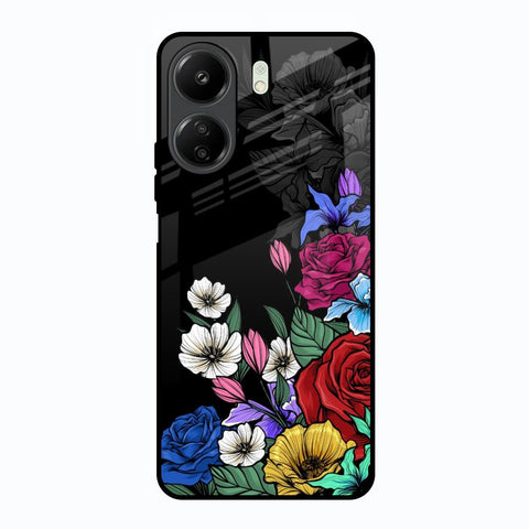 Rose Flower Bunch Art Redmi 13C Glass Back Cover Online