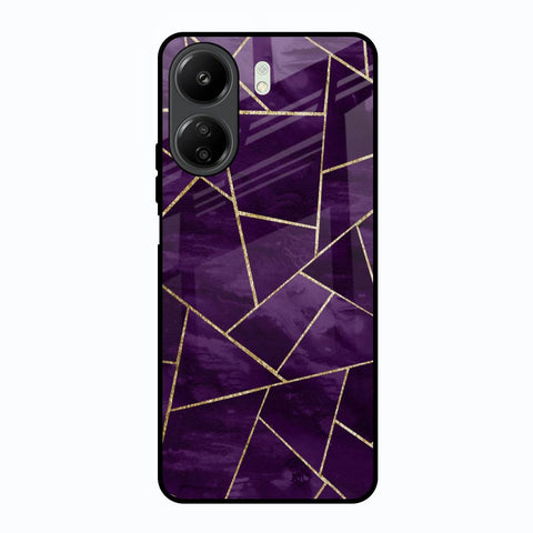 Geometric Purple Redmi 13C Glass Back Cover Online