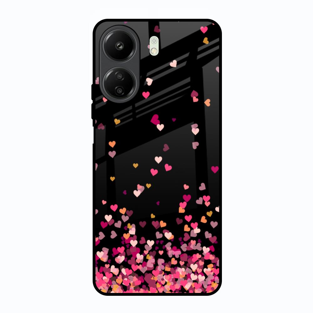 Heart Rain Fall Redmi 13C Glass Back Cover Online