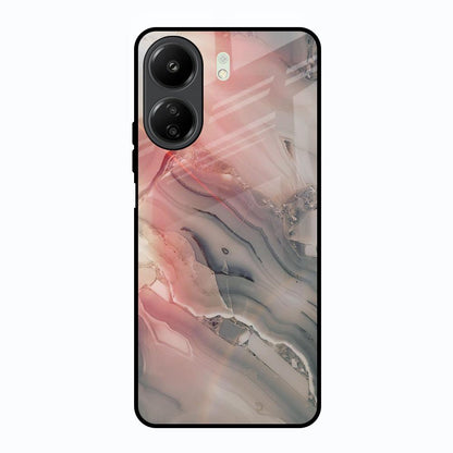 Pink And Grey Marble Redmi 13C Glass Back Cover Online