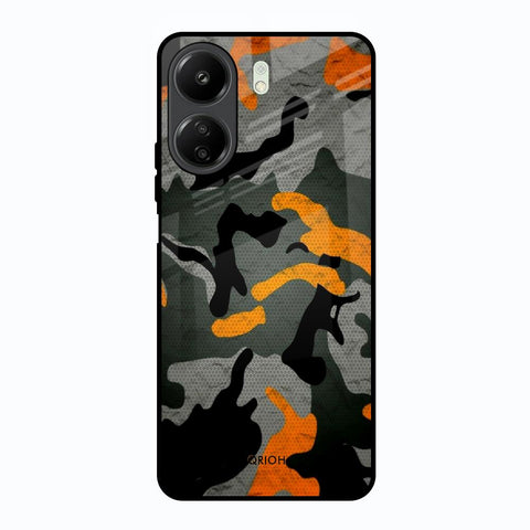 Camouflage Orange Redmi 13C Glass Back Cover Online
