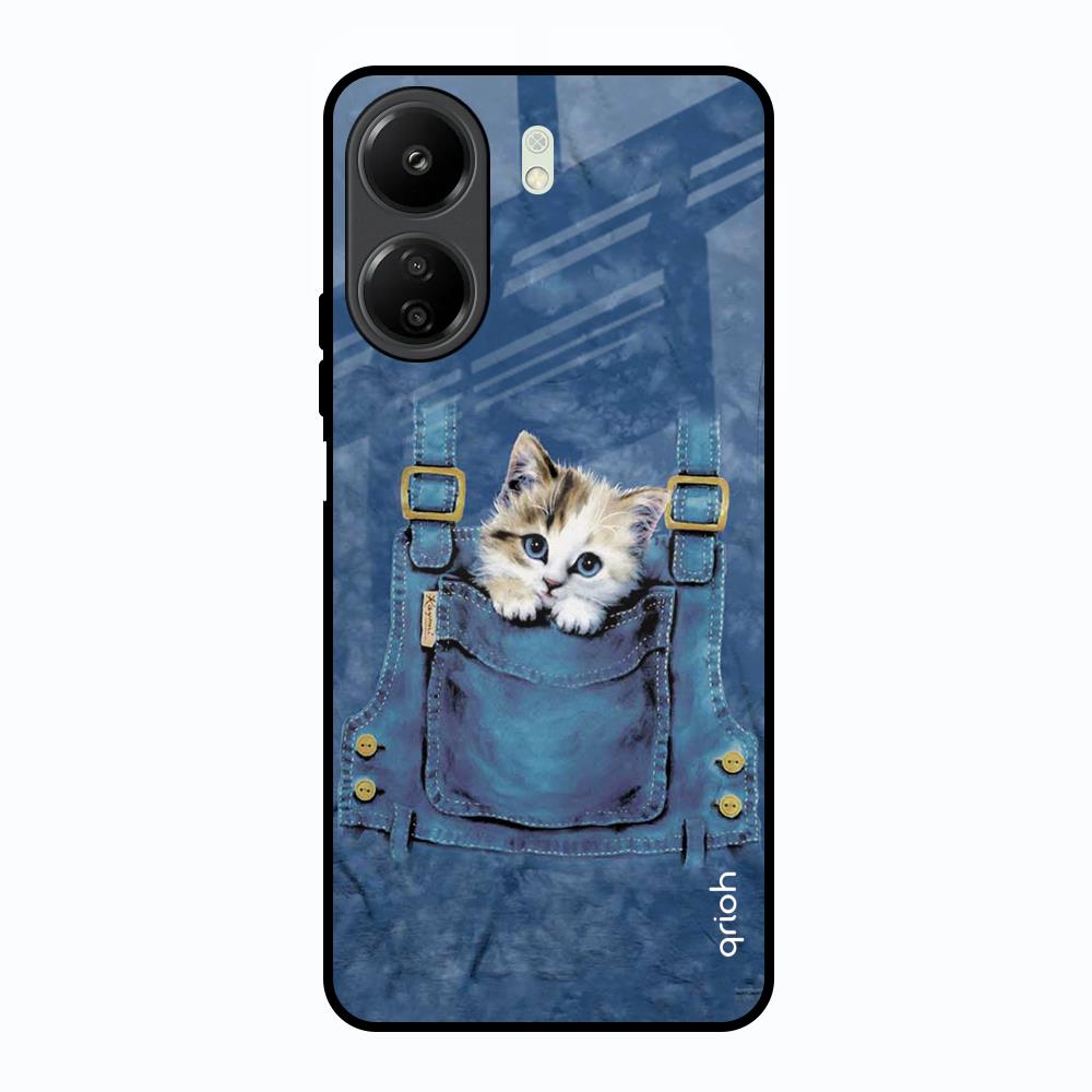 Kitty In Pocket Redmi 13C Glass Back Cover Online