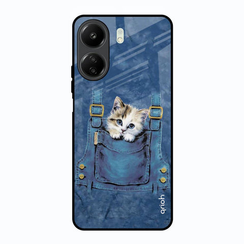 Kitty In Pocket Redmi 13C Glass Back Cover Online