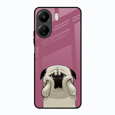 Funny Pug Face Redmi 13C Glass Back Cover Online