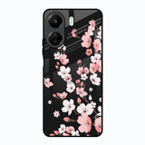 Black Cherry Blossom Redmi 13C Glass Back Cover Online