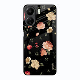Black Spring Floral Redmi 13C Glass Back Cover Online