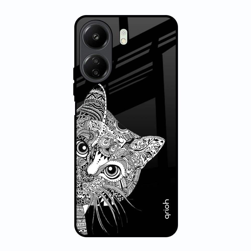 Kitten Mandala Redmi 13C Glass Back Cover Online