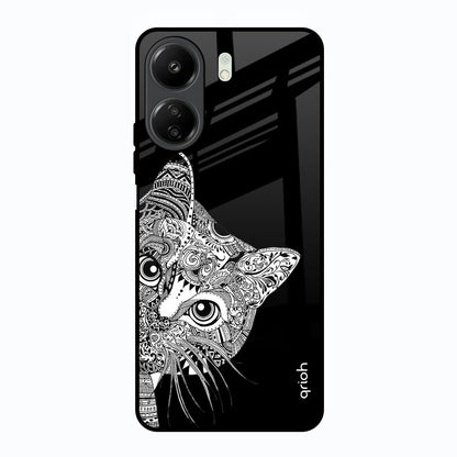 Kitten Mandala Redmi 13C Glass Back Cover Online
