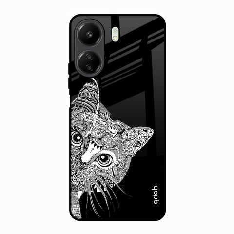 Kitten Mandala Redmi 13C Glass Back Cover Online