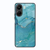 Blue Golden Glitter Redmi 13C Glass Back Cover Online
