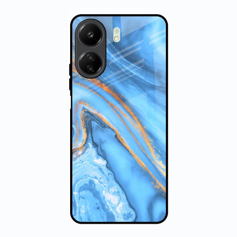 Vibrant Blue Marble Redmi 13C Glass Back Cover Online