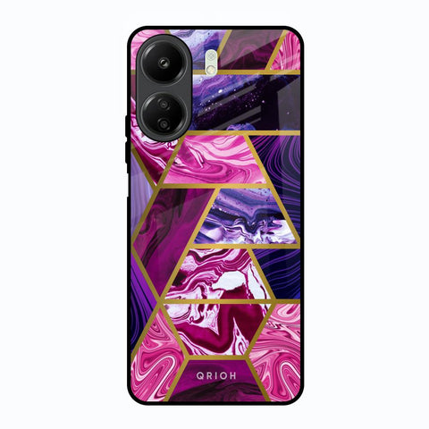Electroplated Geometric Marble Redmi 13C Glass Back Cover Online