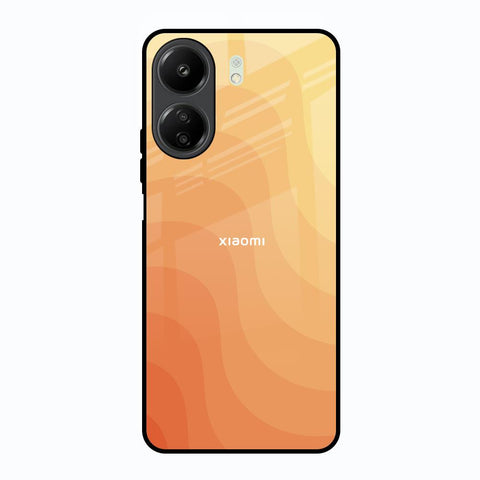 Orange Curve Pattern Redmi 13C Glass Back Cover Online